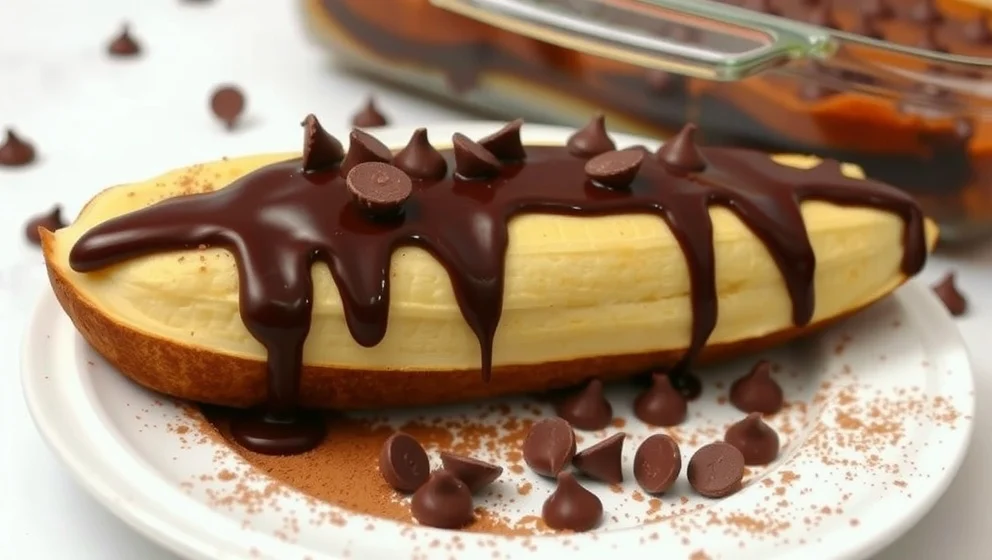 Banan med choklad i ugn