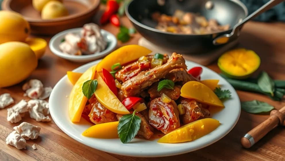 Gai pad med mamuang så blir kyckling och mango en perfekt...