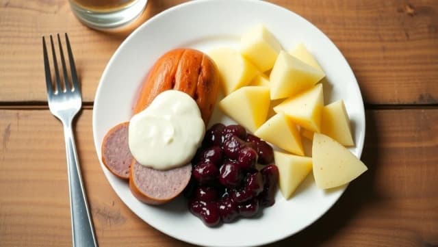 Kokt falukorv med pepparrotssås hemma