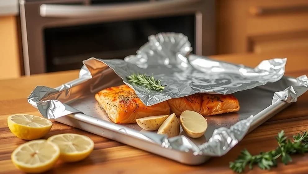 Lax i folie med potatis i ugn
